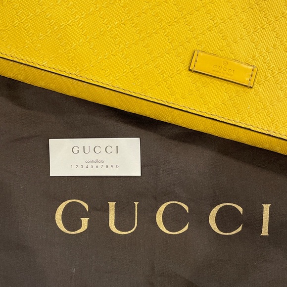 Gucci Bright Yellow Diamante Leather Large Flap Clutch - Picture 5 of 13